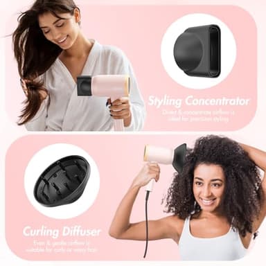 ANIEKIN Hair Dryer, 1875 Watts Fast Drying Blow Dryer with Diffuser and Concentrator, Compact Lightweight Hair Dryer for Women and Men - Image 5