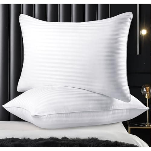Qnoon Hotel Collection Bed Pillows for Sleeping, Bed Pillows Queen Size Set Of 2,Gusseted Pillow for Back, Stomach or Side Sleepers - Image 1