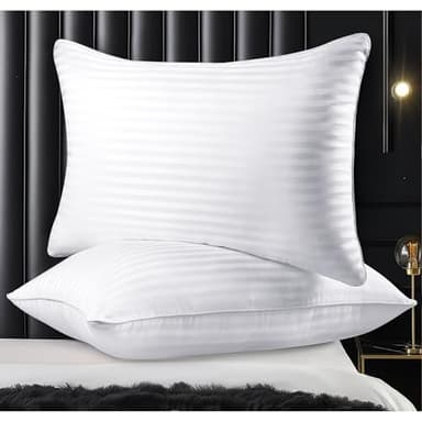 Qnoon Hotel Collection Bed Pillows for Sleeping, Bed Pillows Queen Size Set Of 2,Gusseted Pillow for Back, Stomach or Side Sleepers - Image 1