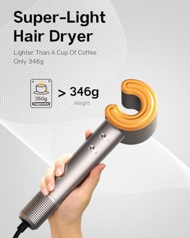 Feyluny Hair Dryer for Women - 110,000 RPM High-Speed Brushless Motor, Plasma Tech, Quick Dry in 5 Mins, 346g Lightweight & Portable Hair Blow Dryer, No Heat Damage, Smart Temp Control - Nickel Copper - Image 5