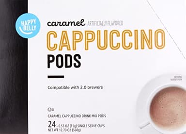 Amazon Brand - Happy Belly Cappuccino Coffee Pods Compatible With K Cup Brewers, Light Roast, Caramel Flavored, 24 Count, 12.72 ounce (Pack of 1) - Image 7