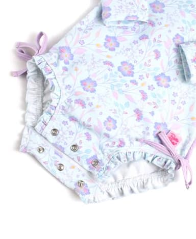 RuffleButts Baby Girls UPF 50+ Sun Protection Floral Printed Long Sleeve One Piece Rash Guard Swimsuit with Zipper - Fairytale Garden, 6-12m - Image 5
