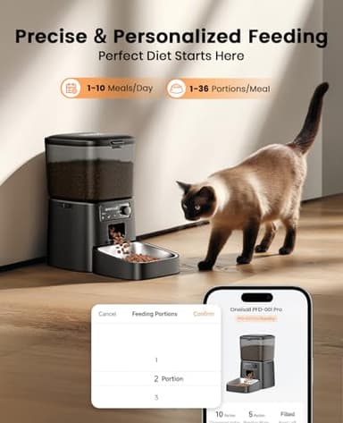oneisall Automatic Cat Feeder, WiFi Cat Food Dispenser with App Control, Auto Cats Feeder Automatic for Dry Food, Smart Pet Food Dispenser with Portion Control for Small Pets Indoor - Image 3