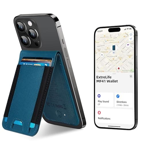 ExtreLife for Magsafe Wallet, Works with Apple Find My, Magnetic Wallet for iPhone 17/16/15/14/13/12 Series, 8-Card Holder, Adjustable Stand, RFID Blocking, Blue - Image 1