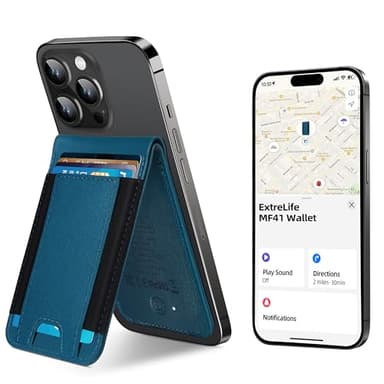 ExtreLife for Magsafe Wallet, Works with Apple Find My, Magnetic Wallet for iPhone 17/16/15/14/13/12 Series, 8-Card Holder, Adjustable Stand, RFID Blocking, Blue - Image 1