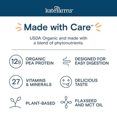 KATE FARMS Organic Pediatric 1.2 High Calorie Vanilla Nutrition Shake, 12g Protein, 27 Vitamins and Minerals, Meal Replacement, 8.45 oz (6 pack) - Image 7