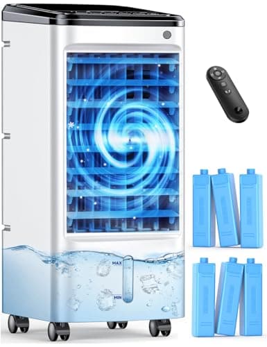 FANCOLE Windowless Portable Air Conditioners with 6 Ice Packs, 12H Smart Timer for Auto-off, 26Ft Remote, Top Fill Dual Tank, 3Speeds Evaporative Air Cooler, 70°Auto Swing Swamp Cooler Air Conditioner - Image 1