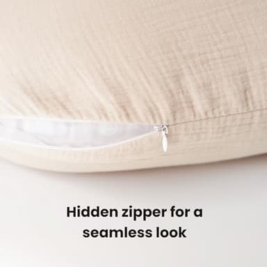 Konssy Muslin Nursing Pillow Covers, Soft and Cute Nursing Covers for Breastfeeding Pillows, Ideal for Newborn Baby Boys and Girls (Fog Green, Cream) - 2 Pack - Image 3