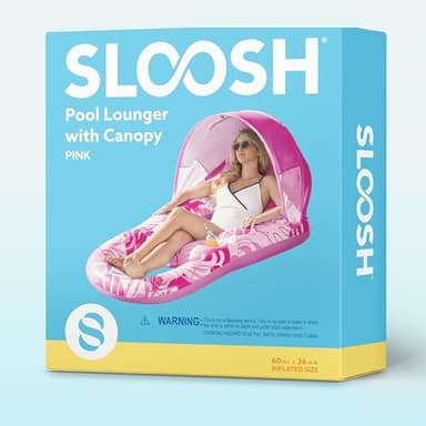 SLOOSH Inflatable Pool Floats Lounger Adult, Pool Lounge with Canopy Raft Floaties Water Floating Recliner Chair with Cup Holders Foot Rest Swimming Floaty - Image 7