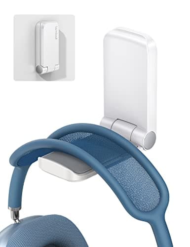Lamicall Headphone Stand, Sticky Headset Hanger - Adhesive Headphone Holder Hook Mount, Headset Stand Holder Clip Under Desk, Earphone Clamp for Airpods Max, HyperX, Sennheiser, White - Image 1