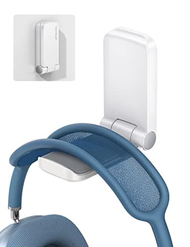 Lamicall Headphone Stand, Sticky Headset Hanger - Adhesive Headphone Holder Hook Mount, Headset Stand Holder Clip Under Desk, Earphone Clamp for Airpods Max, HyperX, Sennheiser, White - Image 1