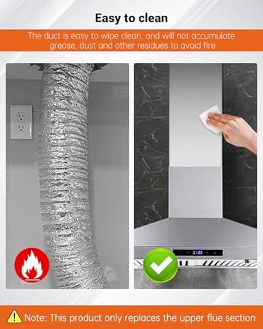 31.5" x 8" x 6.7" Range Hood Chimney Extension Fit for SNDOAS GD24 GD17, 31.5" Stainless Steel Range Hood Extension Duct Cover (Upper Piece) - Image 4