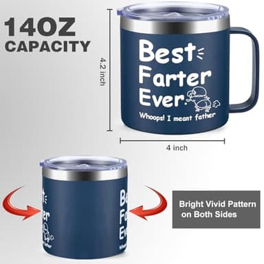 HECOMTRS Dad Gift for Fathers Day, Funny Dad Mug Father Day Gifts, Best Dad Ever Mugs with Hilarious Pattern, Gift for Daddy from Daughter Funny Papa Gifts Birthday Christmas-14oz (Navy Blue) - Image 4