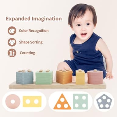 LUCKFUTURE Baby Toys 6 to 18 Months, 8 in 1 Montessori Toy Set, Educational Learning Toy for Toddlers Babies Sensory Toys Newborn Infant Gifts for Boys & Girls - Image 5