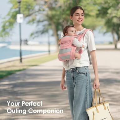 Shiaon Baby Carrier Newborn to Toddler(7-30lbs), Toddler Carrier with Adjustable Shoulder Strap, Baby Holder Carrier with Breathable Mesh Fabric, Pink - Image 5