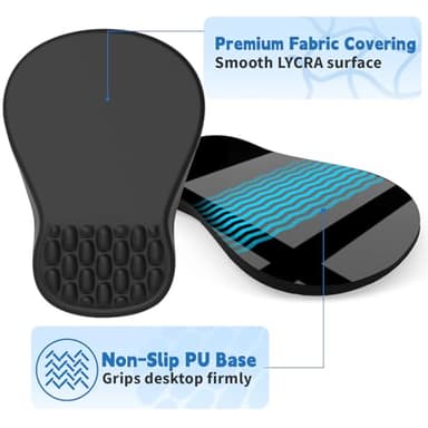 YIWEI Ergonomic Mouse Pad with Wrist Rest Support, Mousepad with Comfortable Memory Foam Wrist Rest and Non-Slip PU Base for Pain Relief, Computer, Laptop, Office, Home (Black) - Image 5