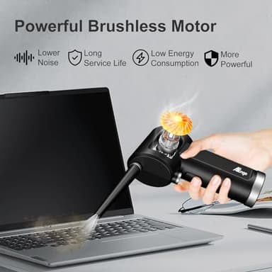 Electric Air Duster, Cordless Air Duster, Rechargeable Compressed Air Duster, 33000 RPM Air Blower, Two Smart Start Modes, Good Replacement for Compressed Air Can, Reusable Dust Destroyer… - Image 2