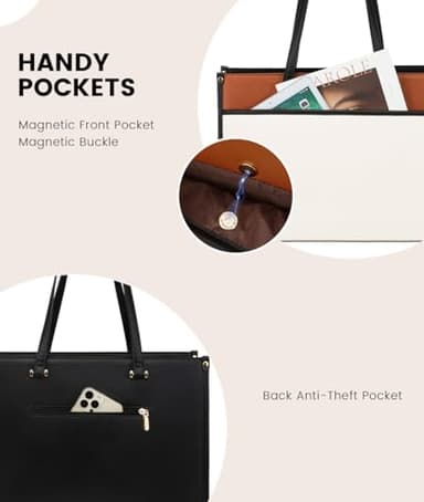 LOVEVOOK Laptop Bag for Women, 17.3'' Laptop Tote Purse 2-in-1 Professional Work Bag Business Briefcase with Clutch Purse, Waterproof Leather Computer Handbag for Teacher Office Travel - Image 7