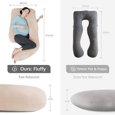 MOON PARK Pregnancy Pillows for Sleeping - U Shaped Full Body Maternity Pillow with Removable Cover - Support for Back, Legs, Belly, Hips - 57 Inch Pregnancy Pillow for Women - Brown - Image 5