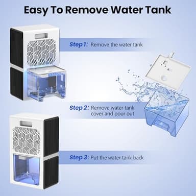 ToLife Dehumidifiers for Home 95 OZ Water Tank with Auto-Off 1000 sq.ft Sleep Mode Portable Dehumidifier for Basement Bathroom Home RV Closet Room 7 Colors LED Light, White - Image 8