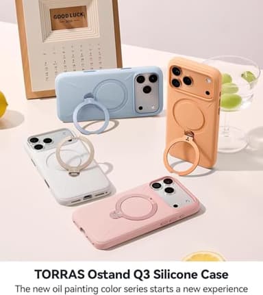 TORRAS Ostand Q3 Silicone for iPhone 17 Pro Max Case, Fit for MagSafe, 360 Spin Ring Holder Stand, Soft Liquid Silicone Cozy Grip, Camera Control, Protective Case for iPhone 17 Pro Max, Deep Blue - Image 9