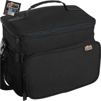 GORILLA GRIP Reusable Insulated Lunch Box Bag for Women Men,15L, Leakproof XL Soft Cooler Bags, Multiple Compartments, Mesh Pockets and Adjustable Strap, Food Tote Keeps Drinks Cold, 13x9, Black - Image 1