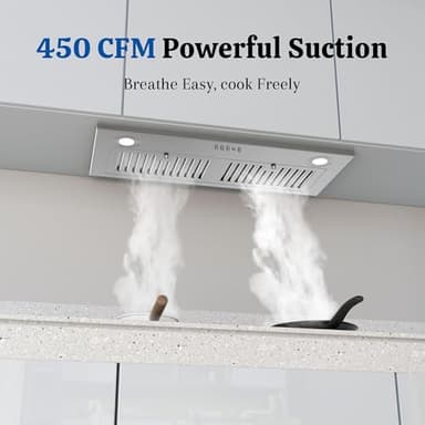 FIREGAS Range Hood Insert 30 Inch, 450 CFM Ducted/Ductless Convertible Built-in Kitchen Vent Hood, Stainless Steel Stove Hood with 3 Speed Exhaust Fan & Baffle Filters - Image 2