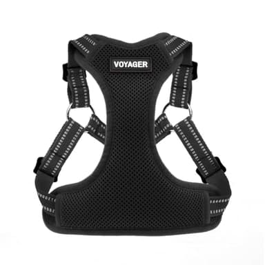 Best Pet Supplies Voyager Adjustable Dog Vest Harness Breathable No Pull Harness for Small, Medium, Large Dogs, Harness for Walking, Jogging, Easy Step-in, Reflective Stripes - Black, M - Image 1