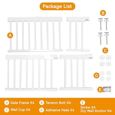 Dog Gate, SHYUJAJIE Adjustable Extra Wide Short Dog Gate,Small Pet Gate with 4 Extension Kits, Pressure Mounted for Doorways & Stairs (White, 18-48" W*10" H) - Image 7