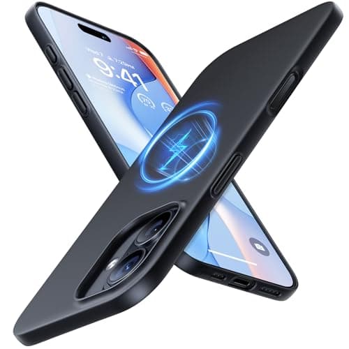 TORRAS Magnetic Slim Fit for iPhone 17 Case, Ultra-Thin Compatible with MagSafe, Stronger Magnetic + Thinner, Lightweight Matte Anti-Scratch Hard PC Cover Phone Case for iPhone 17, Black - Image 1