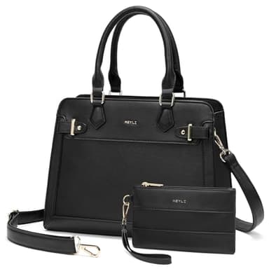 Keyli 2pcs Purses and Handbags for Women, Trendy Tote Shoulder Bag Top Handle Satchel Purse Waterproof Leather Crossbody Designer Bags with Pockets Black - Image 1