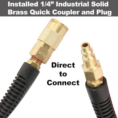 YOTOO Reinforced Polyurethane Recoil Air Hose 1/4" Inner Diameter by 10' Long, Heavy Duty, Flexible Air Compressor Hose with Bend Restrictor, 1/4" Swivel Industrial Quick Coupler and Plug, Gray - Image 4