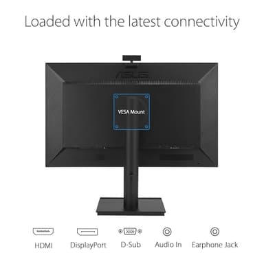 ASUS 24” 1080P Video Conferencing Monitor (BE249QFK) - IPS, 100Hz, Frameless, Full HD Webcam, Mic Array, Speakers, Height Adjustable, Ergonomic Design, Eye Care, Wall Mountable, 3 yr Warranty - Image 6