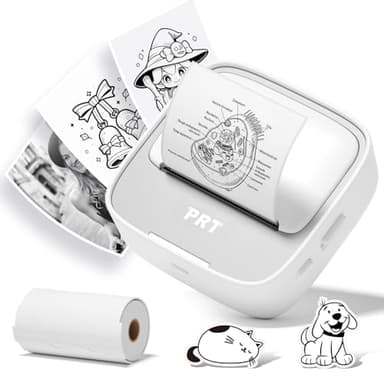 PRT Mini Sticker Printer, Portable Thermal Printer with 1 Roll Sticker Paper, Inkless Sticker Maker, Bluetooth Label Printer for Study Notes,Lists,Pictures,DIY Creations Small Printers for Home Use - Image 1