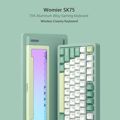 Womier SK75 75% Keyboard with Full Aluminum Wireless Mechanical Gaming Keyboard, VIA Custom Pre-lubed POM Switches RGB Creamy Gaming Key Board, 3-Modes Gasket Hot Swappable, Green - Image 2