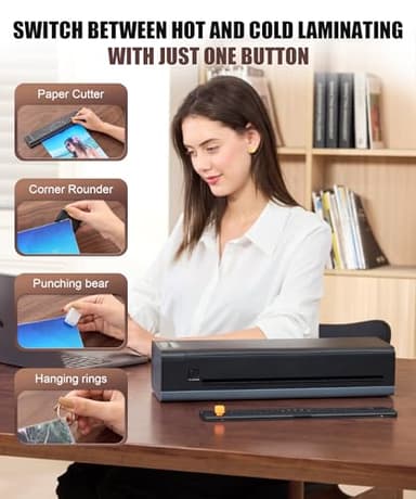 A3 Laminator Machine,13 Inch 9-in-1 Laminating Machine with Laminating Sheets,Thermal Laminator Hot & Cold with Fast Warm Technology for Home,Office or School Supplies,Black - Image 5