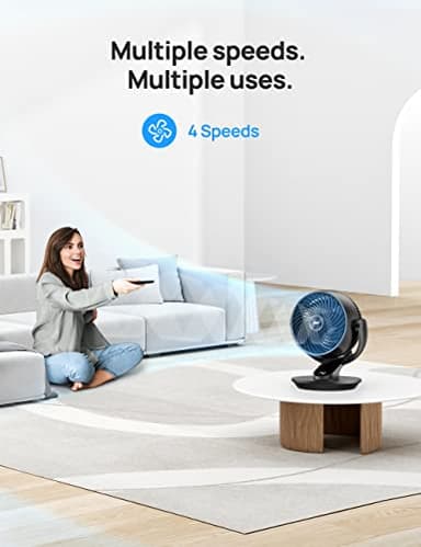 Dreo Fan for Bedroom, 13-Inch Oscillating Table Air Circulator Fan for Whole Room, 120° Tilt Adjustment, 28dB Ultra-Quiet, 70ft Powerful Airflow, 4 Speeds Desk Fans with Remote for Home, Office - Image 5