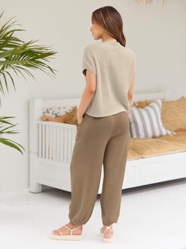 LILLUSORY Two 2 Piece Sets Womens 2025 Spring Summer Matching Lounge Sweatsuits Sweat Suits Trendy Travel Beach Vacation Fashion Resort Wear Outfits Knit Loungewear Clothes Clothing Light Khaki L - Image 5