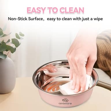 Stainless Steel Metal Dog Bowl Set of 2, Animire Nonslip Dog Water and Food Bowl, Easy to Clean, Each Holds 3.8 Cup - Image 5