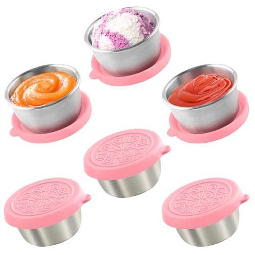 6x1.6 Oz Salad Dressing Containers With Lids, Small Leakproof Reusable Stainless Steel Salad Dressing Container To Go For Lunch Boxes,Sauce containers, Picnics,Travel Meal Prep And Kitchen Storage. - Image 1