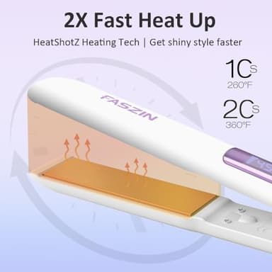 Faszin Hair Straightener, Fast Heat Titanium Flat Iron with Negative Ions to Create Sleek Style, 2 in 1 Straightener and Curler Dual Voltage Styling Tool for Professional Salon Straighten/Curl/Wave - Image 3