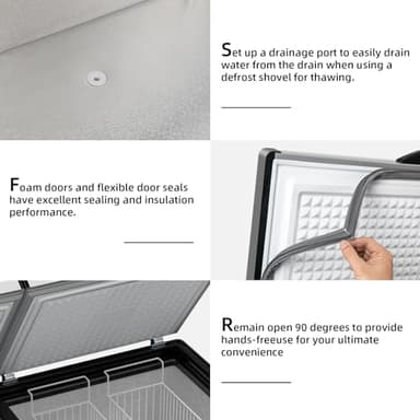 26.5 Cu Ft Chest Freezer - Large Commercial Deep Freezer with 3 Removable Basket and Adjustable Thermostat - 2 Door Energy Saving Quiet for Restaurants, Supermarkets, and Garages - Image 6