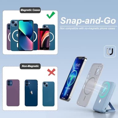AOGUERBE Magnetic Power Bank, 10000mAh Foldable Wireless Portable Charger with USB-C Cable LED Display, for Mag-Safe Battery Pack 22.5W PD Fast Charging for iPhone 16/15/14/13/12 Pro/Pro Max/Plus/Mini - Image 5