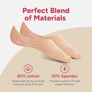 Eedor Women's No Show Socks, Comfy and Breathable Non-Slip, Low Cut Invisible Liner Socks for Casual and Formal Wear, Durable, Soft, Stretchable Fabric - 6 Pairs, Large, Size 8-10 - Beige - Image 3