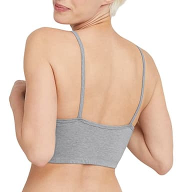 Hanes Womens Cropped Bralette, Breathable Pullover Bra, Crop Top, Solid Or Assorted, 3-pack Bra, Sky Grey Heather/Concrete Heather/White, Large US - Image 4