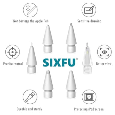 SIXFU Replacement Pencil Tips for Apple Pencil, Multiple Durable iPencil Tip Nibs Accessories for iPad Pro/Apple Pencil Pro/USB-C/ 1st Gen/ 2nd Generation (6 PCS) - Image 4