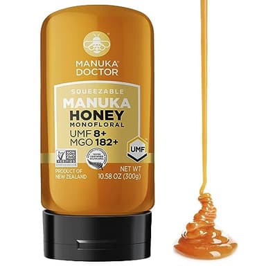 MANUKA DOCTOR - Manuka Honey SQUEEZY MGO 182+ / UMF8 DUAL RATED Monofloral, 100% Pure New Zealand Honey. Certified. Guaranteed. RAW. Non-GMO (10.58 oz) - Image 1