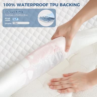 Kayfia Waterproof Mattress Protector, Full Size Soft Breathable 3D Air Fabric Mattress Cover, Noiseless Mattress Pad with Deep Pocket 6"-21" Machine Washable - Image 3