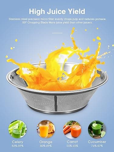 QCen Juicer Machine, 500W Centrifugal Juicer Extractor with Wide Mouth 3” Feed Chute for Fruit Vegetable, Easy to Clean, Stainless Steel, BPA-free (Metallic Red) - Image 6