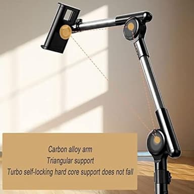 Niumowa Tablet Floor Stand Holder, 360 Degree Rotating with Height Adjustable Stand Compatible with 4.7"-13" Phone/Tablet, Kindle, 63" Phone Stand, Aluminum Alloy, for Bed,Sofa,Desk.Black - Image 3